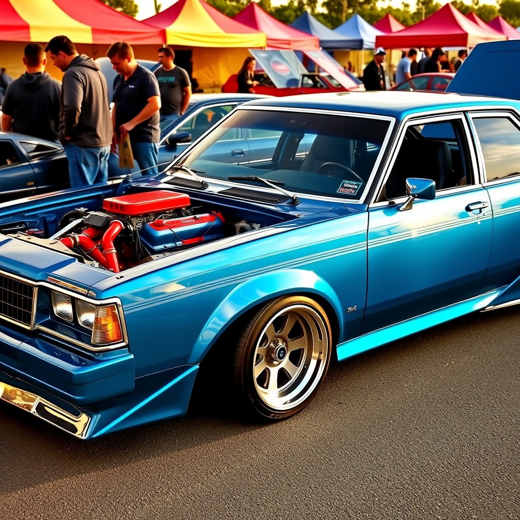 A classic 1980 Ford Fairmont, customized with a sporty and aggressive tuning setup