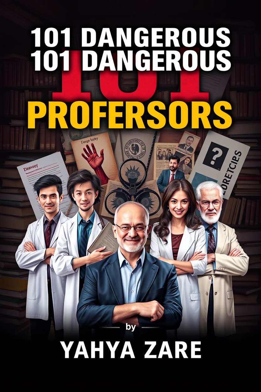 A striking cover design for the book titled '101 Dangerous Professors' by Yahya Zare