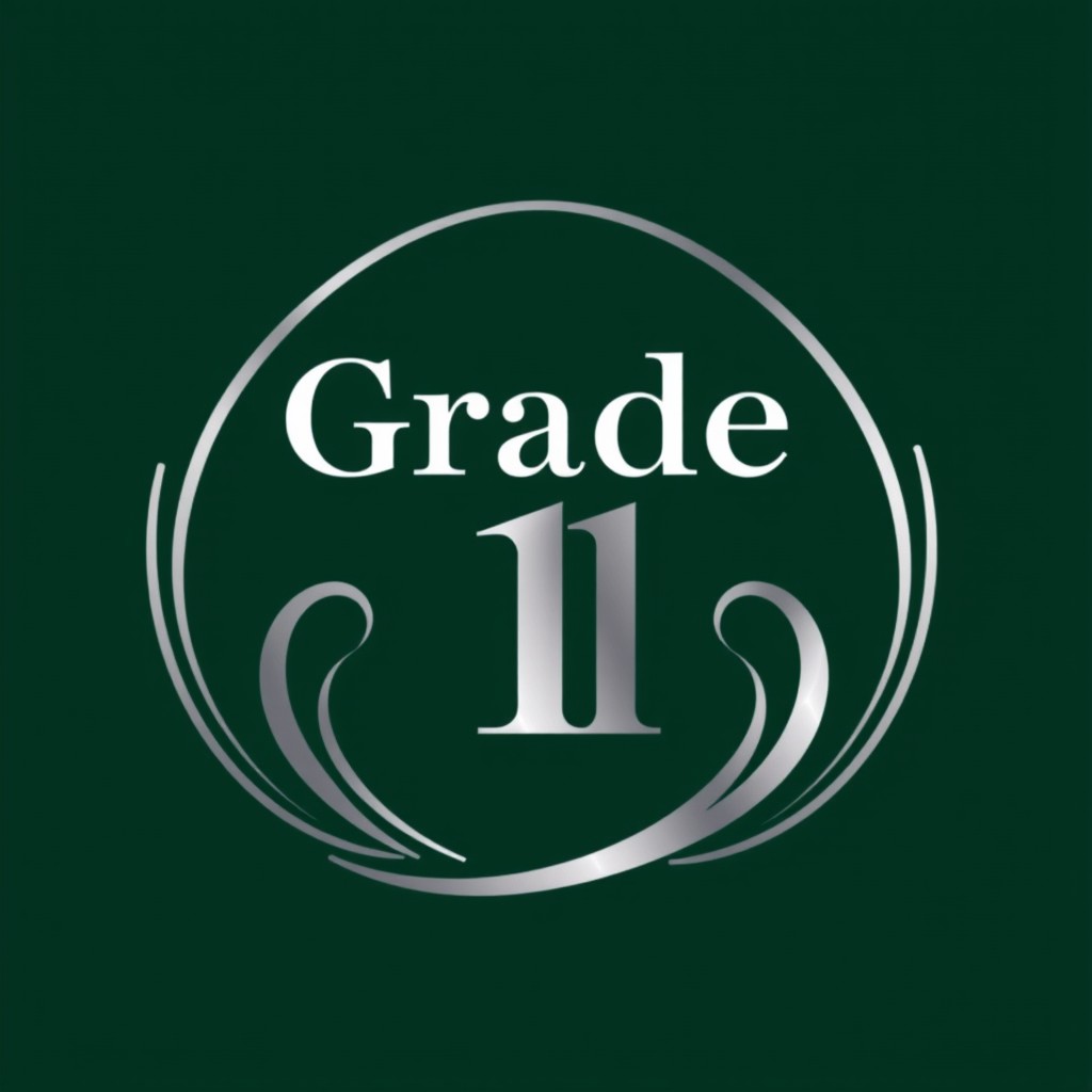 An elegant logo design symbolizing Grade 11, featuring a contemporary font and refined shapes that suggest progress and accomplishment