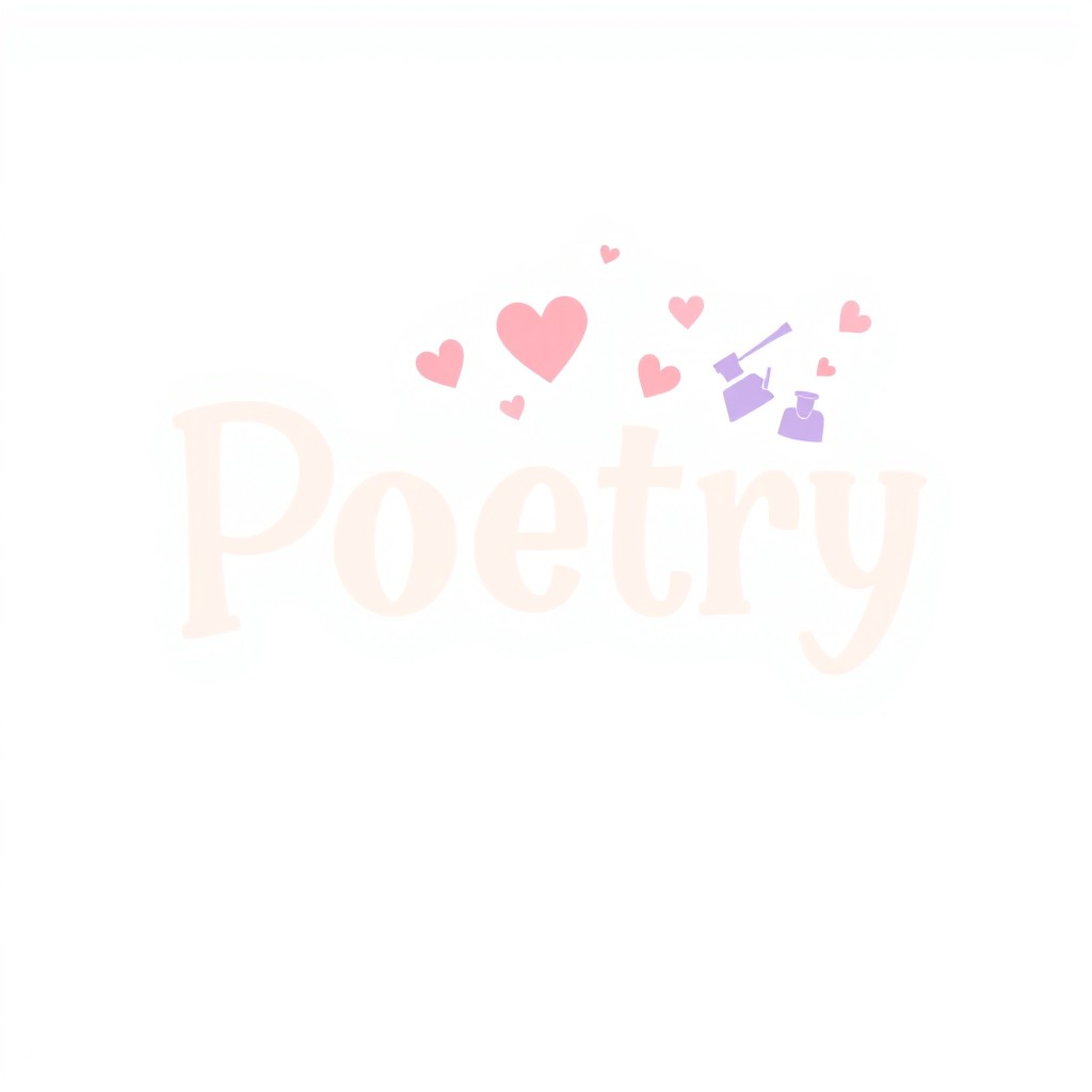 A cute and whimsical logo design for a poetry theme, featuring playful typography that spells out the word 'Poetry' in a flowing, artistic script