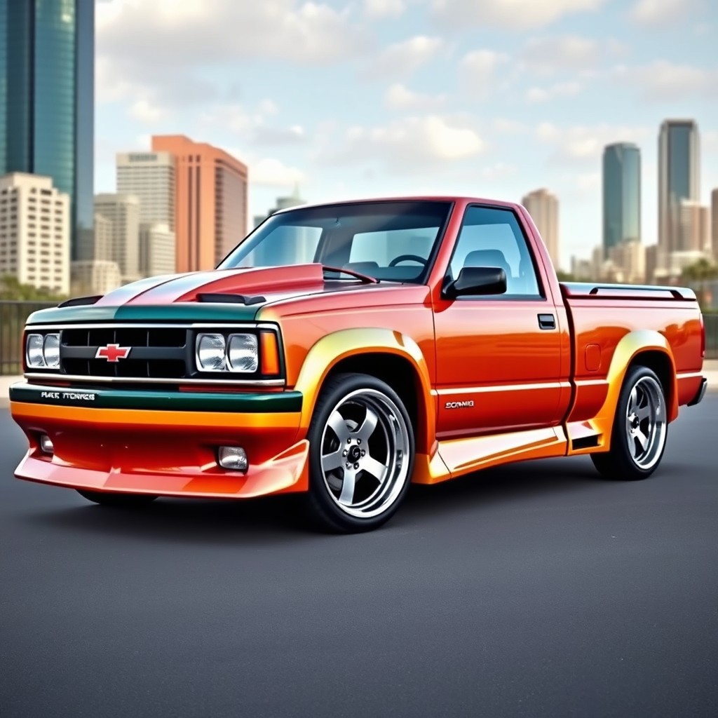 A modified 1995 Sonoma truck featuring a sporty design