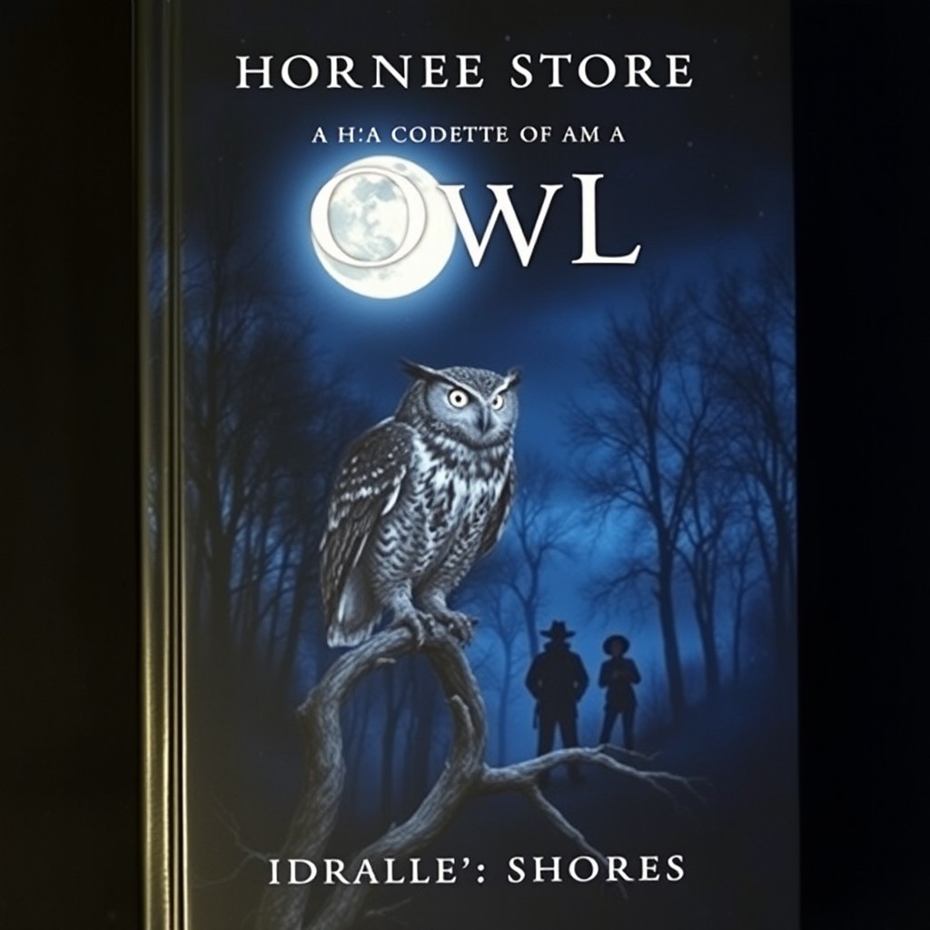 A hauntingly atmospheric book cover for a collection of horror stories, inspired by the eerie call of an owl at night