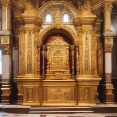 The altar in the church was adorned with an encrustation of gold and precious stones.