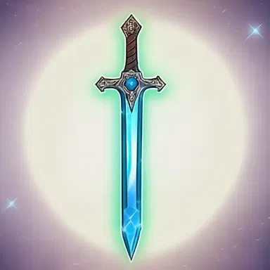 The enchanted sword was embedded with an encrustation of glowing magical crystals.