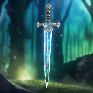The enchanted sword was embedded with an encrustation of glowing magical crystals.