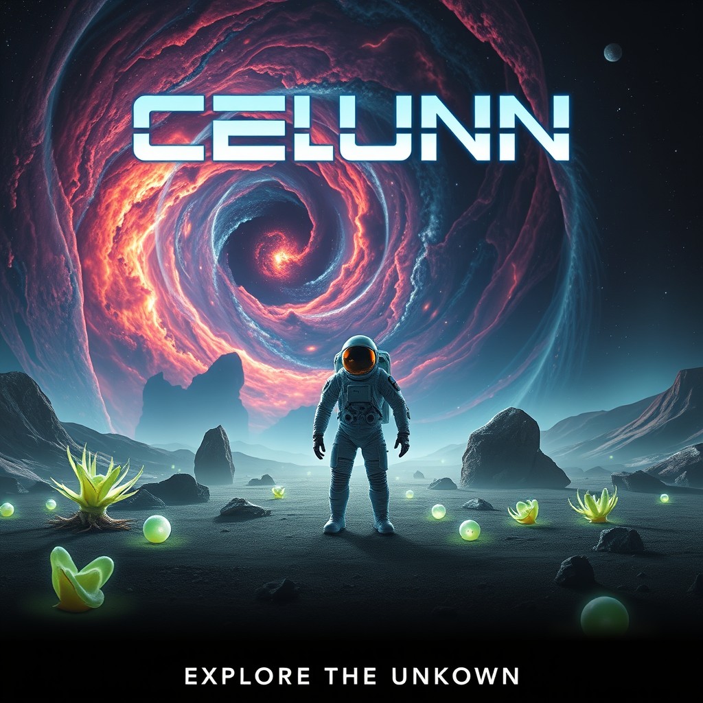 A captivating movie poster that features a thrilling sci-fi adventure