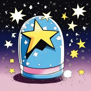 In the cartoon, the character's helmet had an encrustation of stars and glitter.