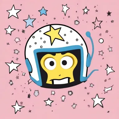 In the cartoon, the character's helmet had an encrustation of stars and glitter.
