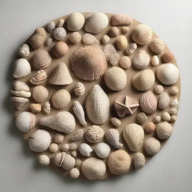 The artist used various materials like paint, clay, and encrustations of shells to create a unique sculpture.