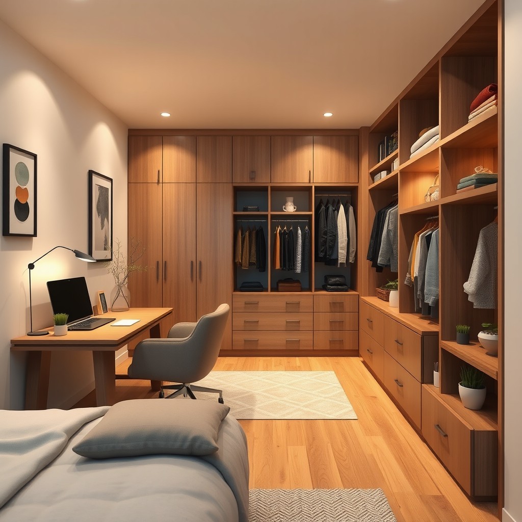 A cozy and stylish bedroom interior in a one-room apartment, featuring a spacious layout measuring 473cm in length and 284cm in width with a ceiling height of 250cm