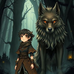 An evocative dark fantasy manga illustration featuring a teenage girl with distinctive features, styled hair, and wearing elaborate, mystical attire that evokes a sense of adventure