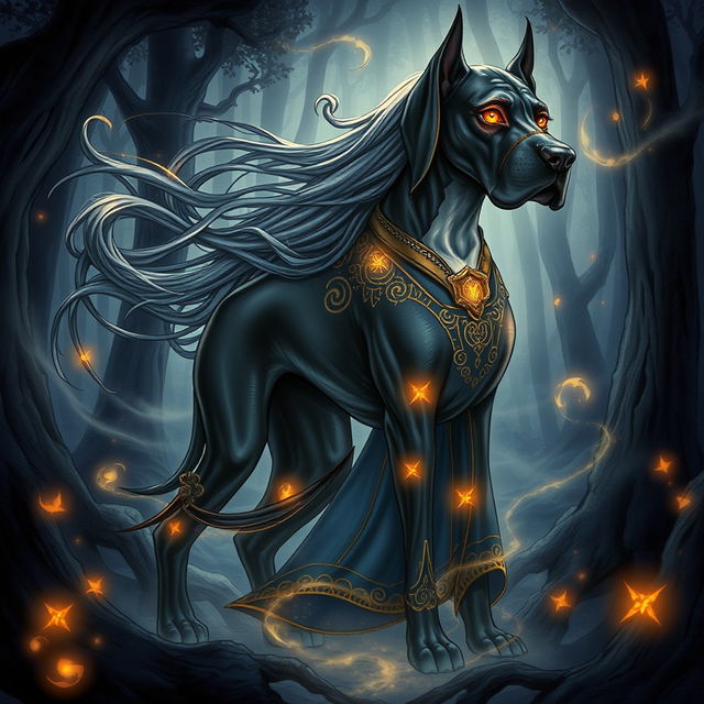 A captivating dark fantasy manhwa illustration featuring a young girl with striking, vivid eyes and long, flowing hair that dances with the night breeze