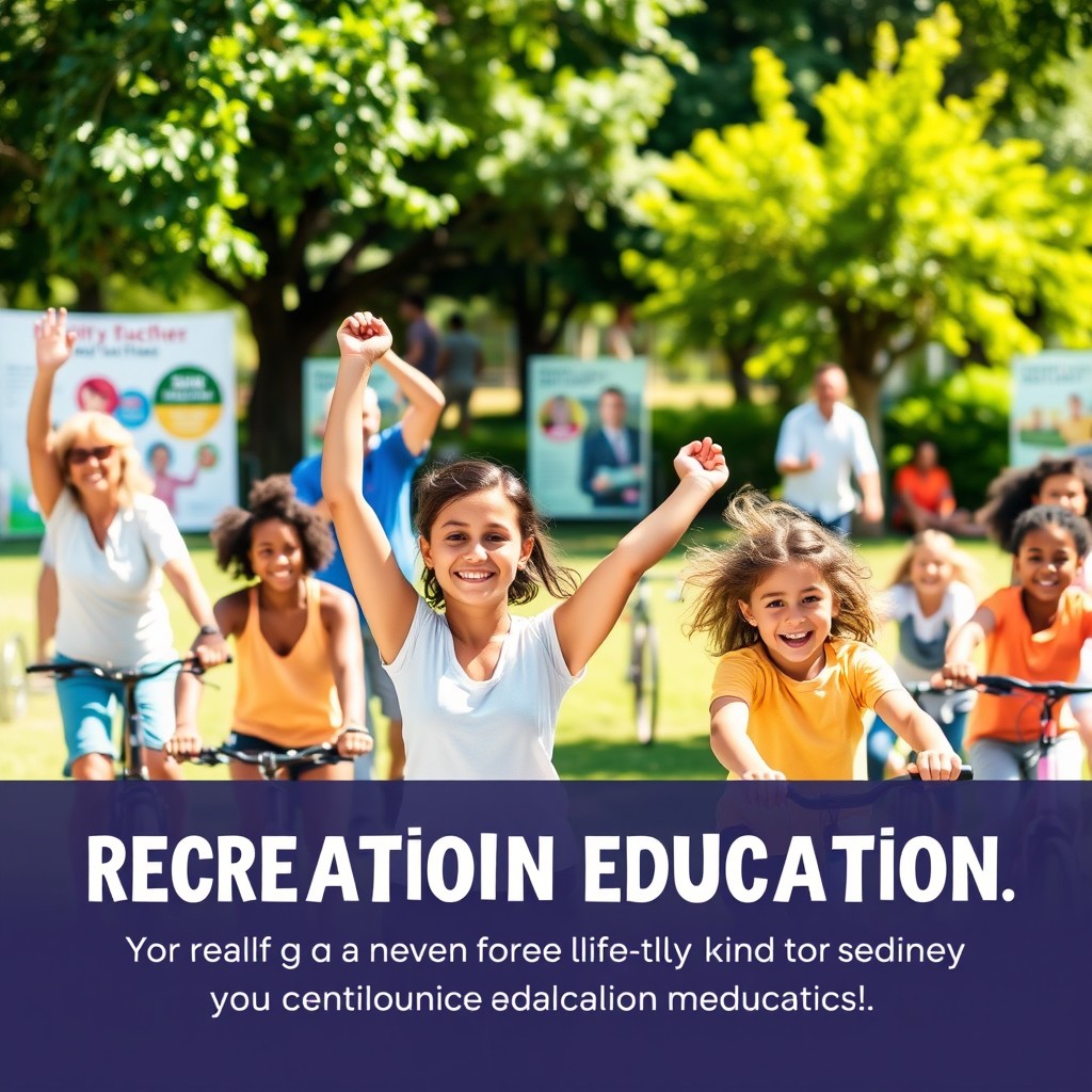 A vibrant and engaging educational scene focused on recreational education as an effort to prevent a sedentary lifestyle