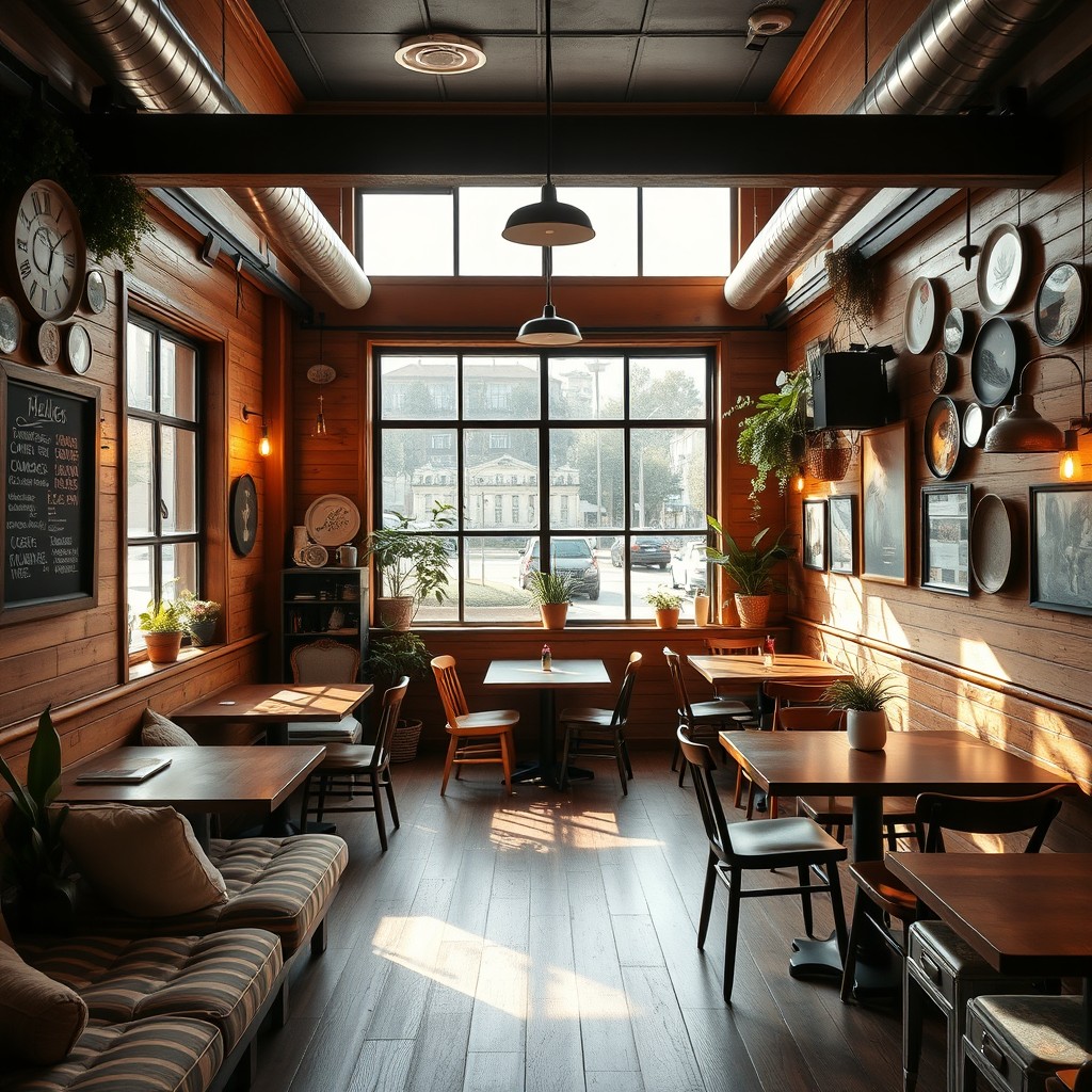 A cozy and intimate coworking space created from a small, closed restaurant
