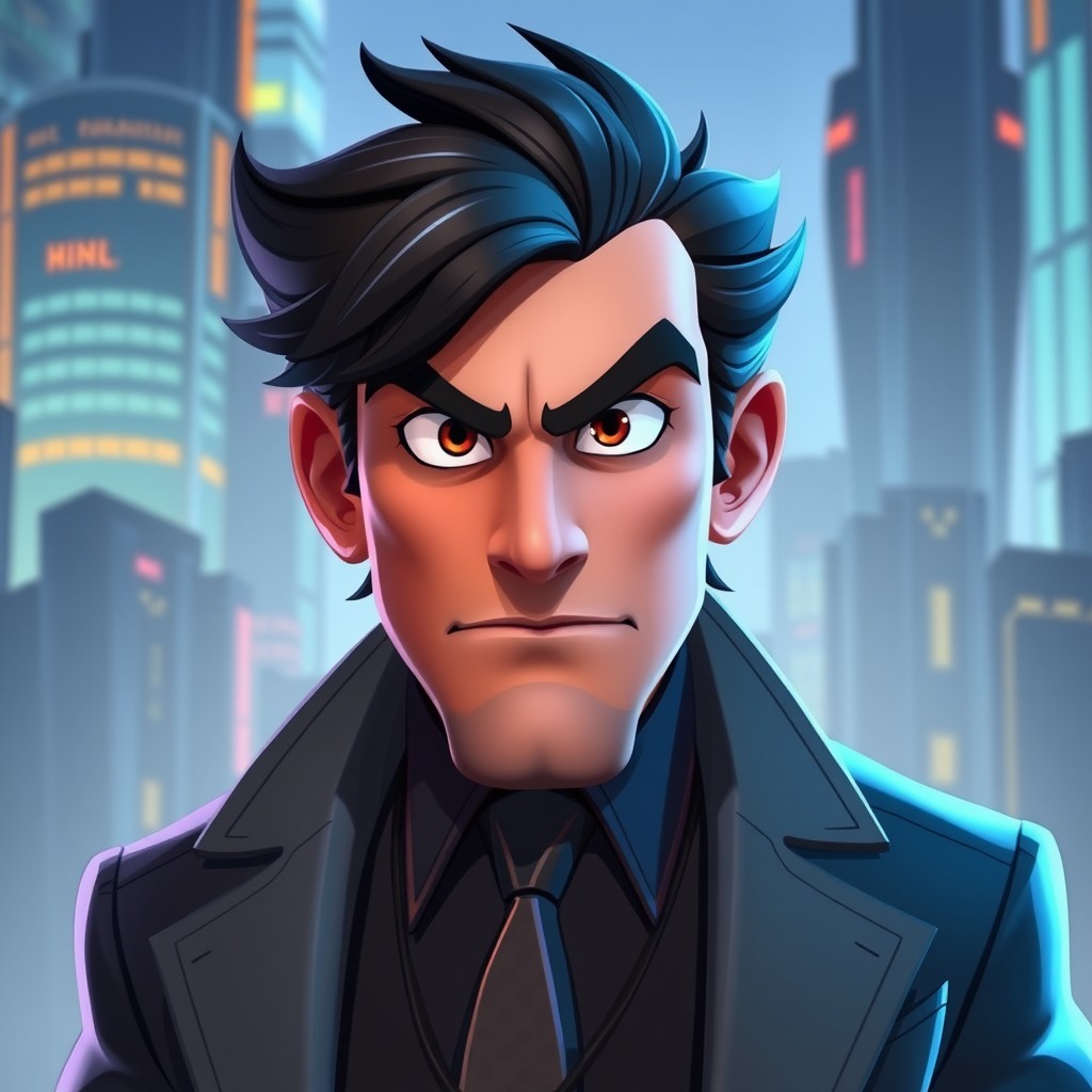 A stylized animated portrait of Robert Callaghan from Big Hero 6