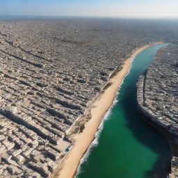 A high resolution, 8K Full HD image showcasing the cityscape of Gaza in a peaceful daylight setting.