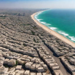 A high resolution, 8K Full HD image showcasing the cityscape of Gaza in a peaceful daylight setting.