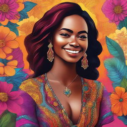 A digital art image of a young woman exuding confidence and warmth
