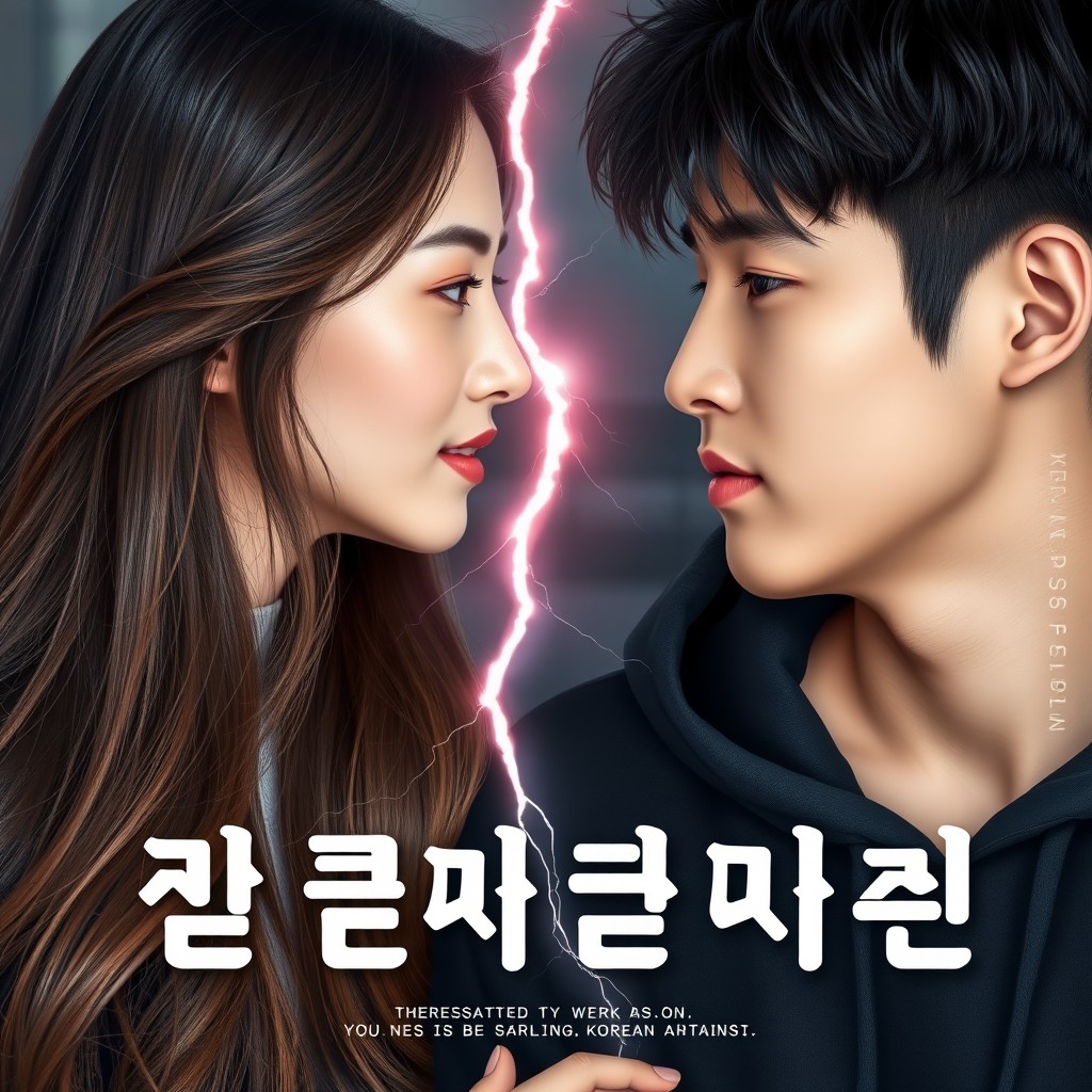 A stunning cover design featuring two Korean students, a beautiful girl and a boy