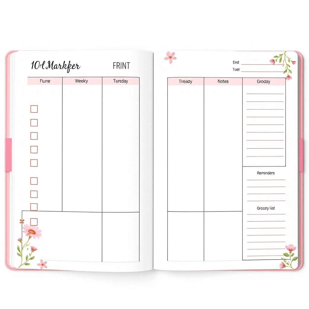 A beautifully designed weekly planner specifically for a girl
