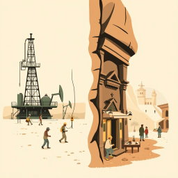 A professional split illustration for a corporate presentation, inspired by global examples of local content