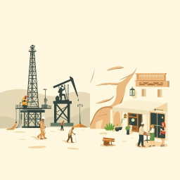 A professional split illustration for a corporate presentation, inspired by global examples of local content