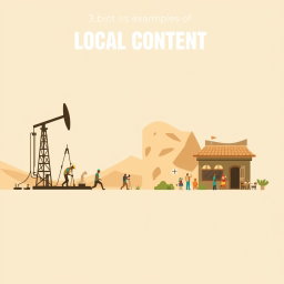 A professional split illustration for a corporate presentation, inspired by global examples of local content