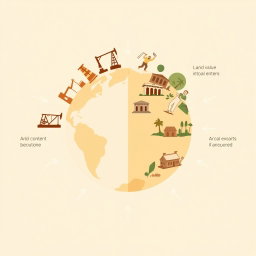 A professional illustration for a corporate presentation featuring a globe as the central symbol