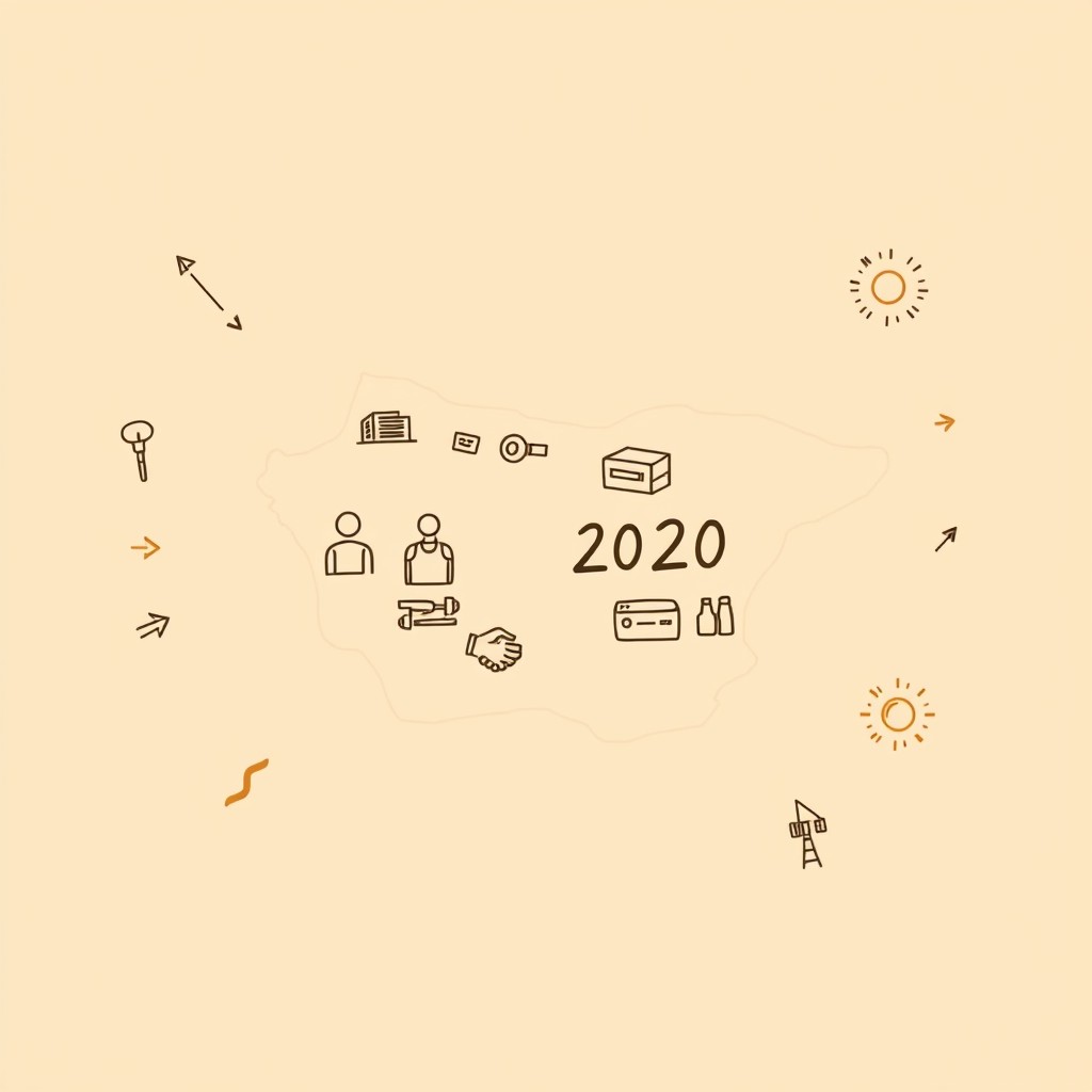 A professional doodle-style illustration for a corporate presentation featuring a simple hand-drawn outline of Saudi Arabia at the center