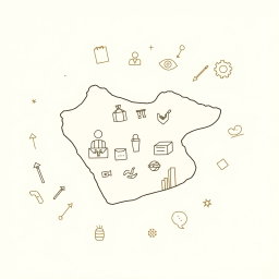 A professional doodle-style illustration for a corporate presentation featuring a simple hand-drawn outline of Saudi Arabia at the center