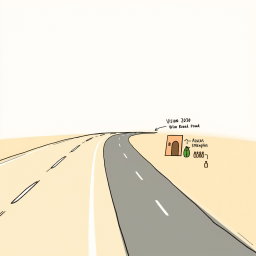 A professional doodle-style illustration for a corporate presentation featuring a simple highway drawn in clean sketch lines, symbolizing Vision 2030 as the main national road