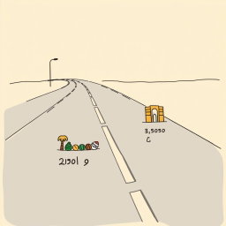 A professional doodle-style illustration for a corporate presentation featuring a simple highway drawn in clean sketch lines, symbolizing Vision 2030 as the main national road