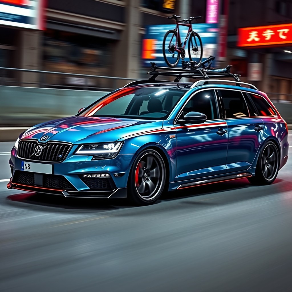 A modified and tuned N8 station wagon, showcasing a sleek, aggressive design