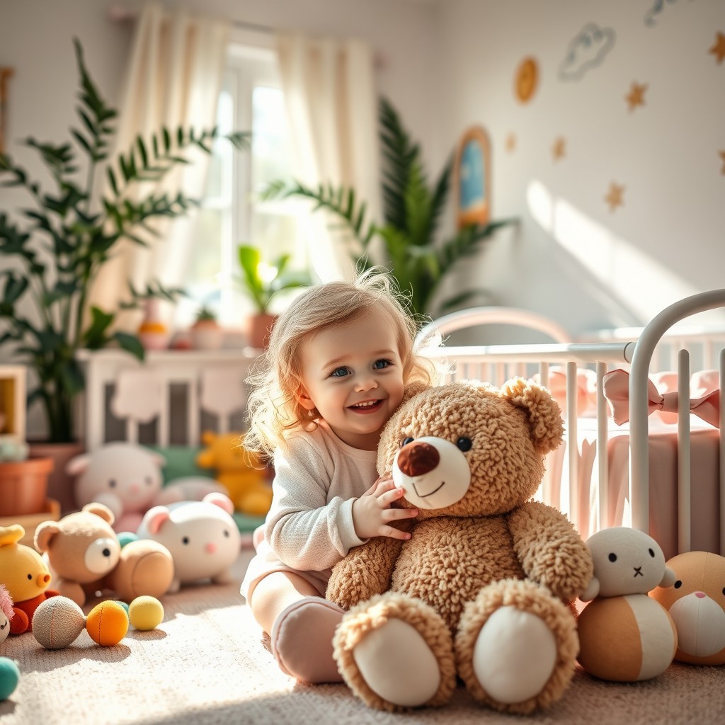 A whimsical and playful scene capturing the essence of a baby's joyful story