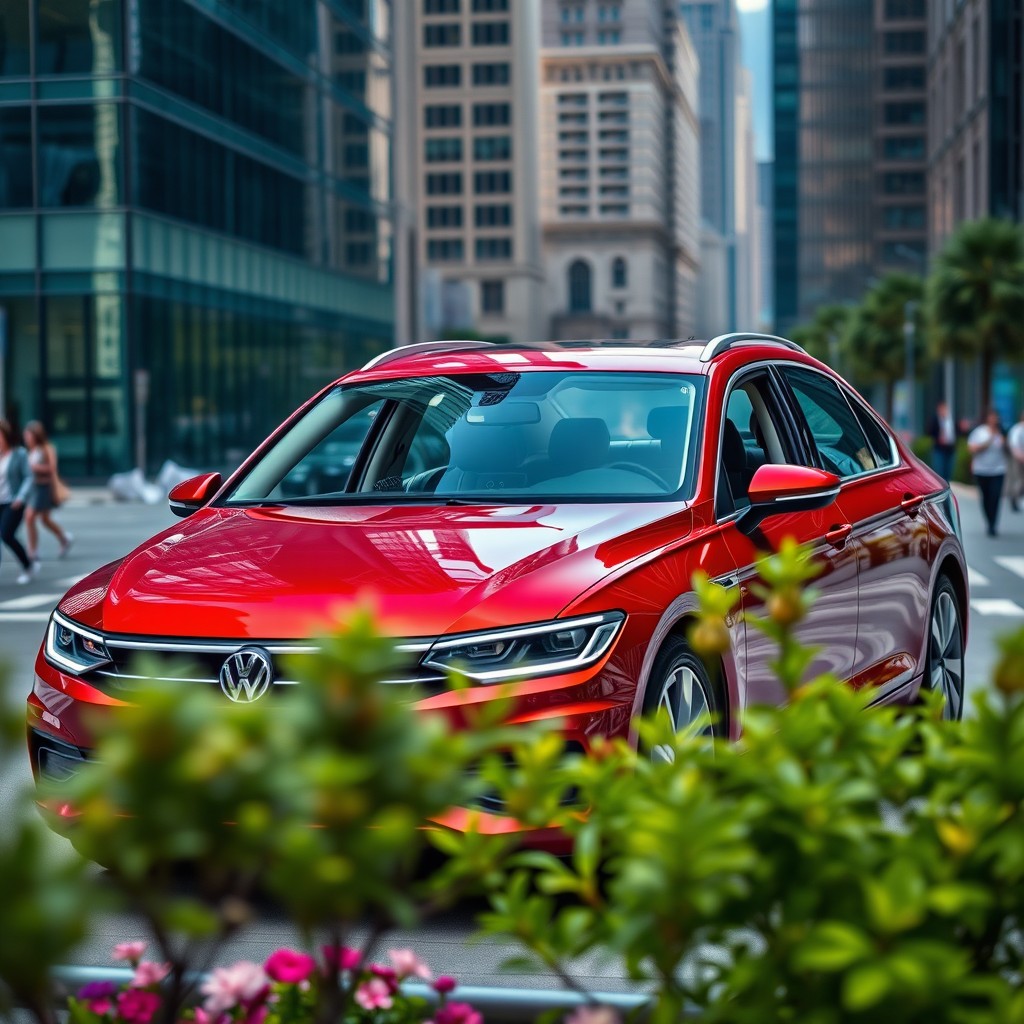 A modern Volkswagen Passat, designed with sleek lines and advanced features, showcasing a contemporary look while preserving the essence of the classic 1985 model