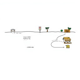 A professional doodle-style infographic for a corporate presentation featuring a clean 3-step horizontal diagram that spans across the slide