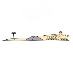 A professional doodle-style illustration designed for a corporate presentation, featuring the top half of the slide with a doodle highway that stretches forward, labeled as 'Vision 2030'