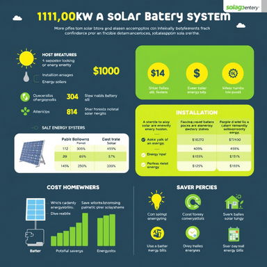 A beautifully designed and informative infographic showcasing the pricing and benefits of a 10kW solar battery system