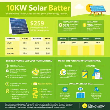 A beautifully designed and informative infographic showcasing the pricing and benefits of a 10kW solar battery system