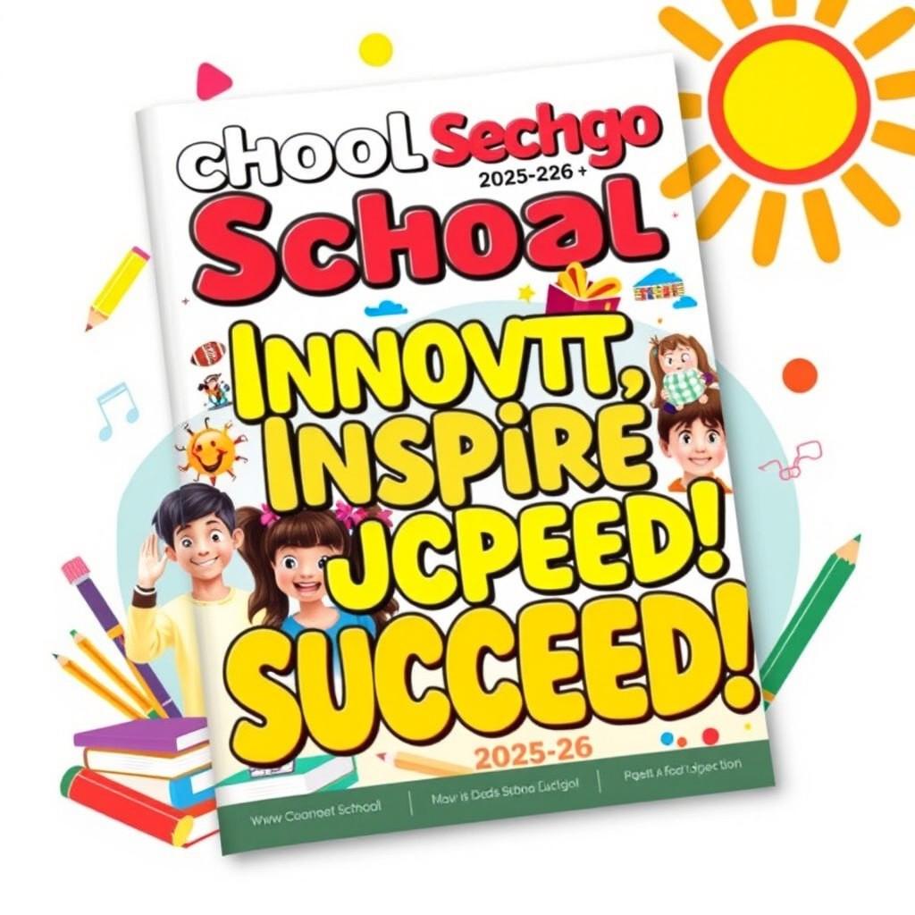 A vibrant and engaging school magazine cover for the academic year 2025-26