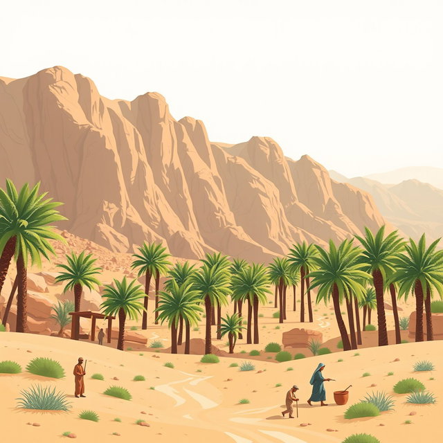 A high-resolution photo-style illustration of AlUla’s stunning landscape, prominently featuring Madâin Sâlih, a UNESCO World Heritage Site