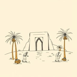 A professional doodle-style illustration tailored for a corporate presentation, featuring a simple sketch of AlUla’s landscape