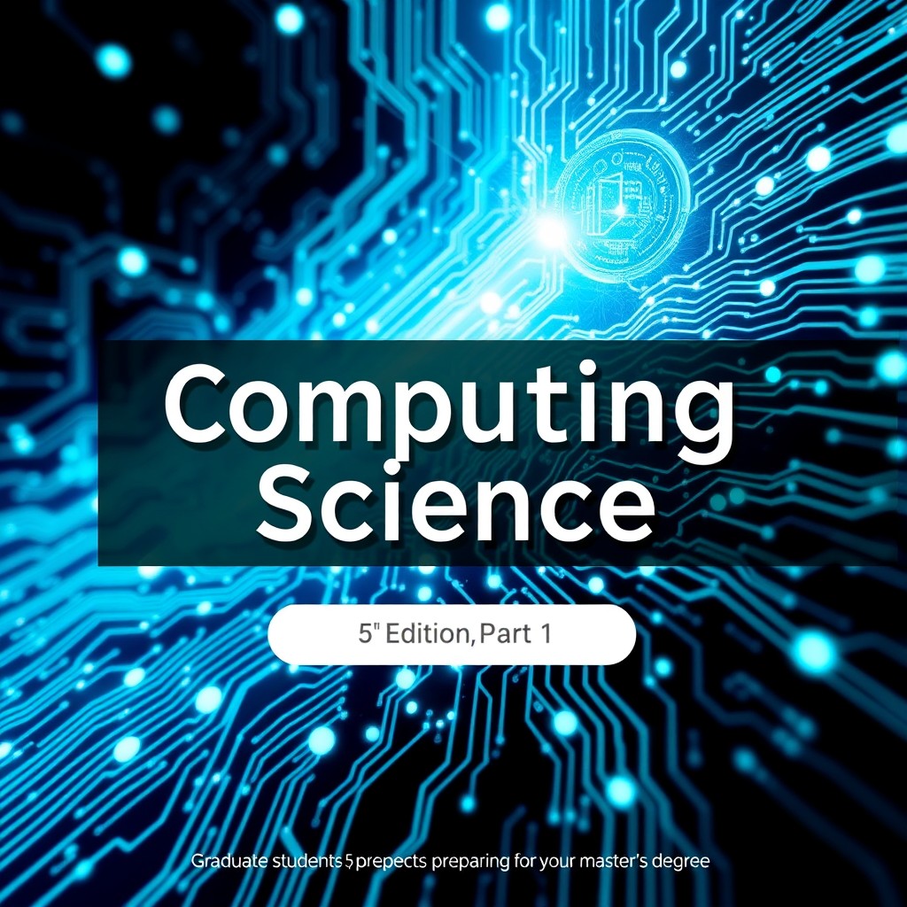 A modern, detailed textbook cover design for a 'Computing Science' guide, 5th edition, Part 1
