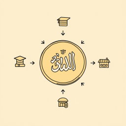A professional doodle-style illustration for a corporate presentation featuring a large Saudi riyal coin prominently at the center