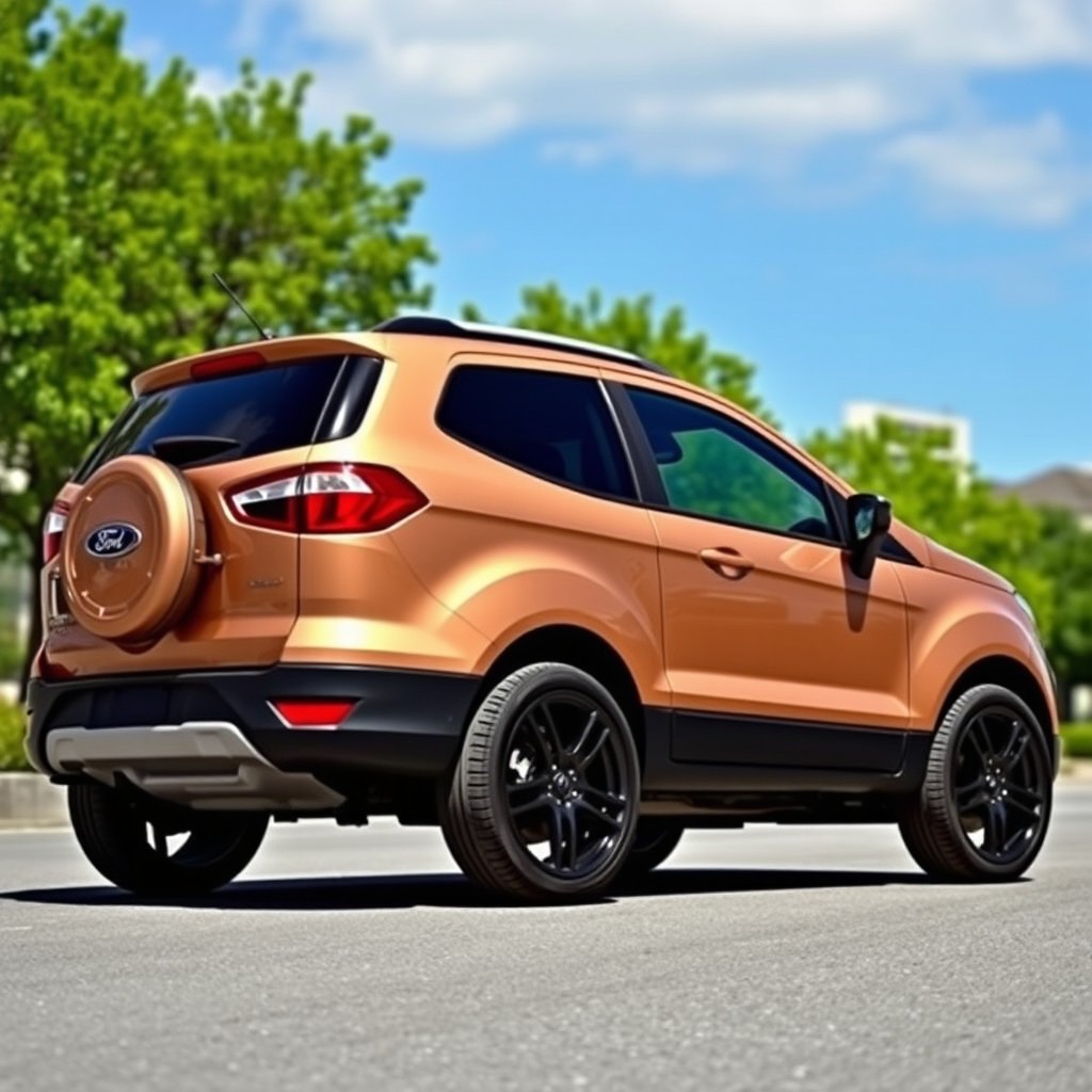 A 2007 Ford EcoSport in a light brown color, featuring sleek black rims that enhance its sporty look