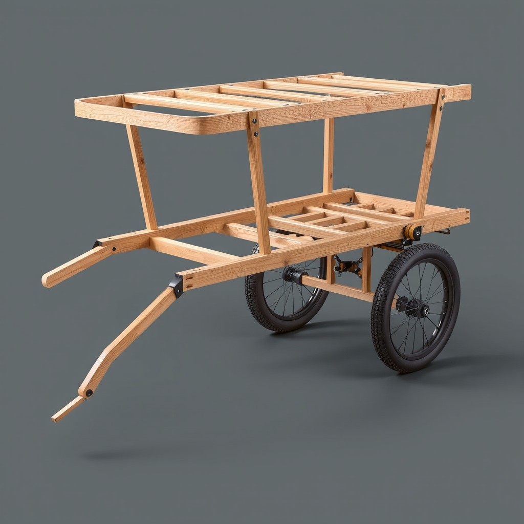 A cart designed specifically to be adapted to a load-bearing animal, featuring a low center of gravity for enhanced stability