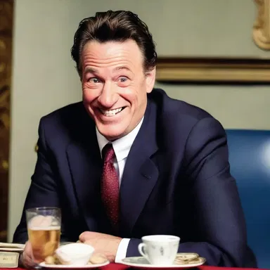 The comedian told a joke about a banker living comfortably.