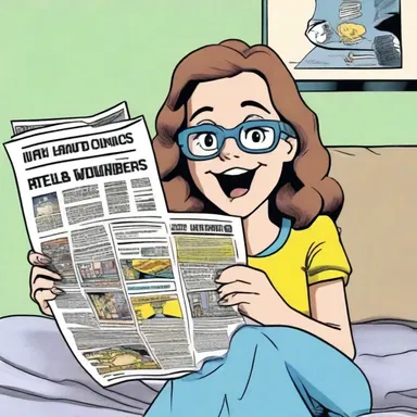 She read the comics in the newspaper, which made her feel comfortably entertained.