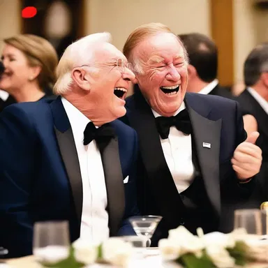 He shared a funny joke that made everyone in the room comfortably laugh.