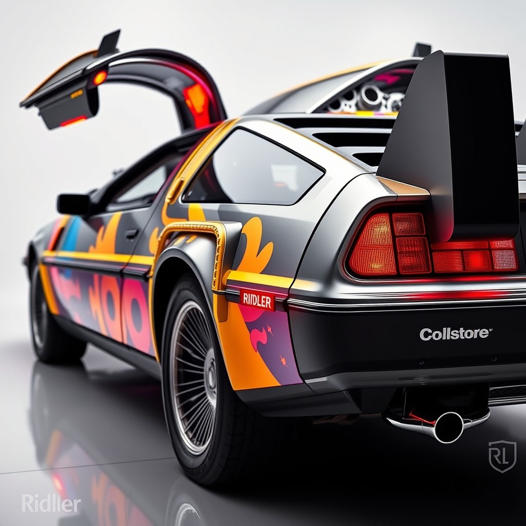 A Ridler award-winning restomod DMC DeLorean, infused with a 'Back to the Future on Cocaine' livery